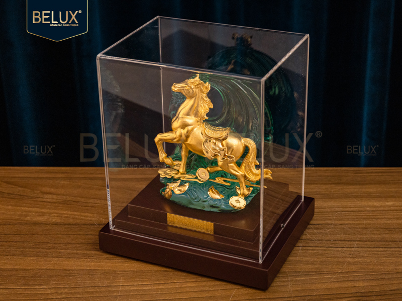 Tượng Ngựa Tuấn Mã dát vàng 24k&nbsp;18x15x12cm